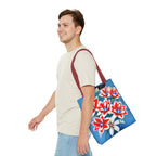 Bouquet of Red White and Blue Flowers Tote Bag with Cotton Handles For Everyday Use, 3 Sizes