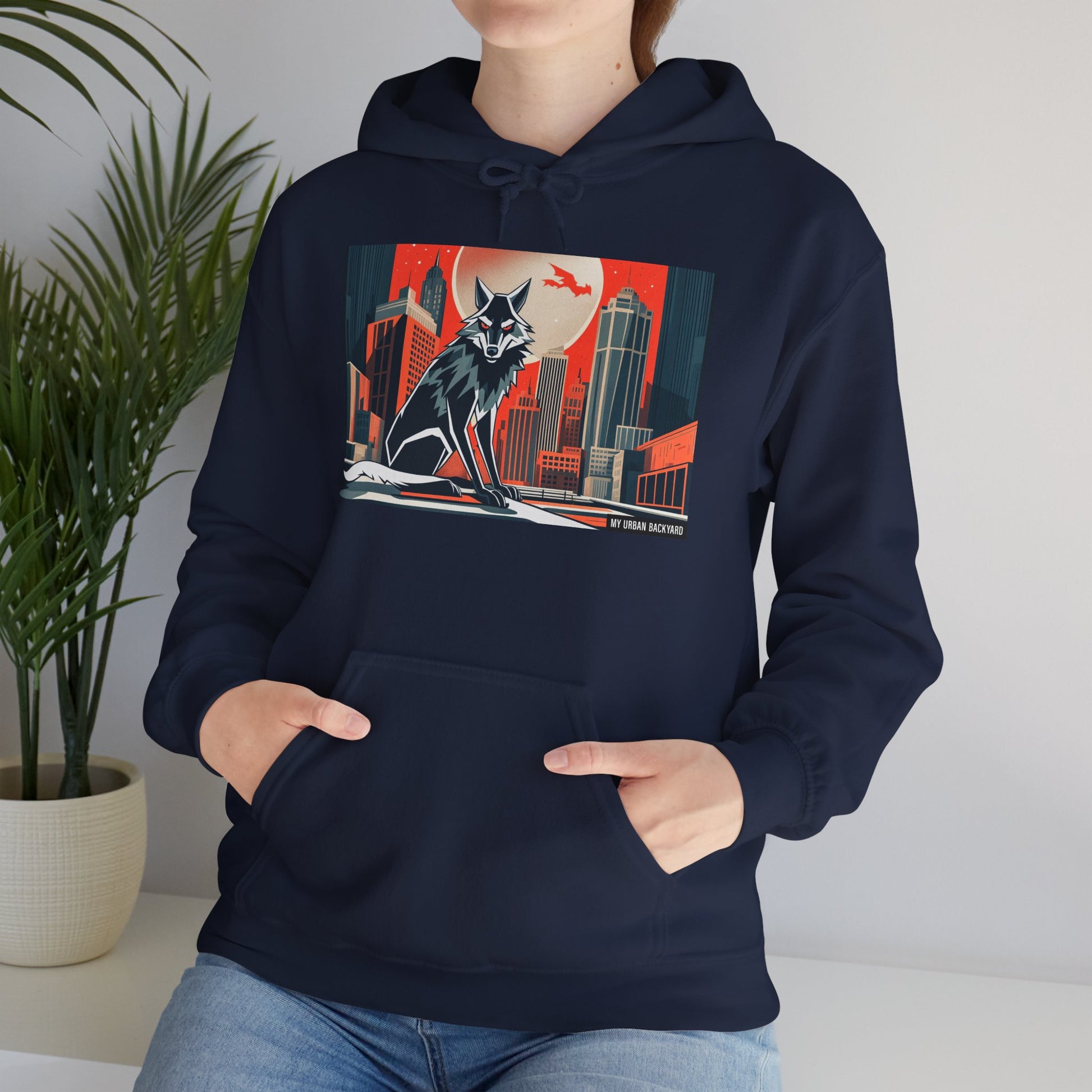Urban Wolf Hoodie, Cozy Unisex Sweatshirt, Outdoor Adventure, Animal Lover Gift, Fall Style, Adventure Ready