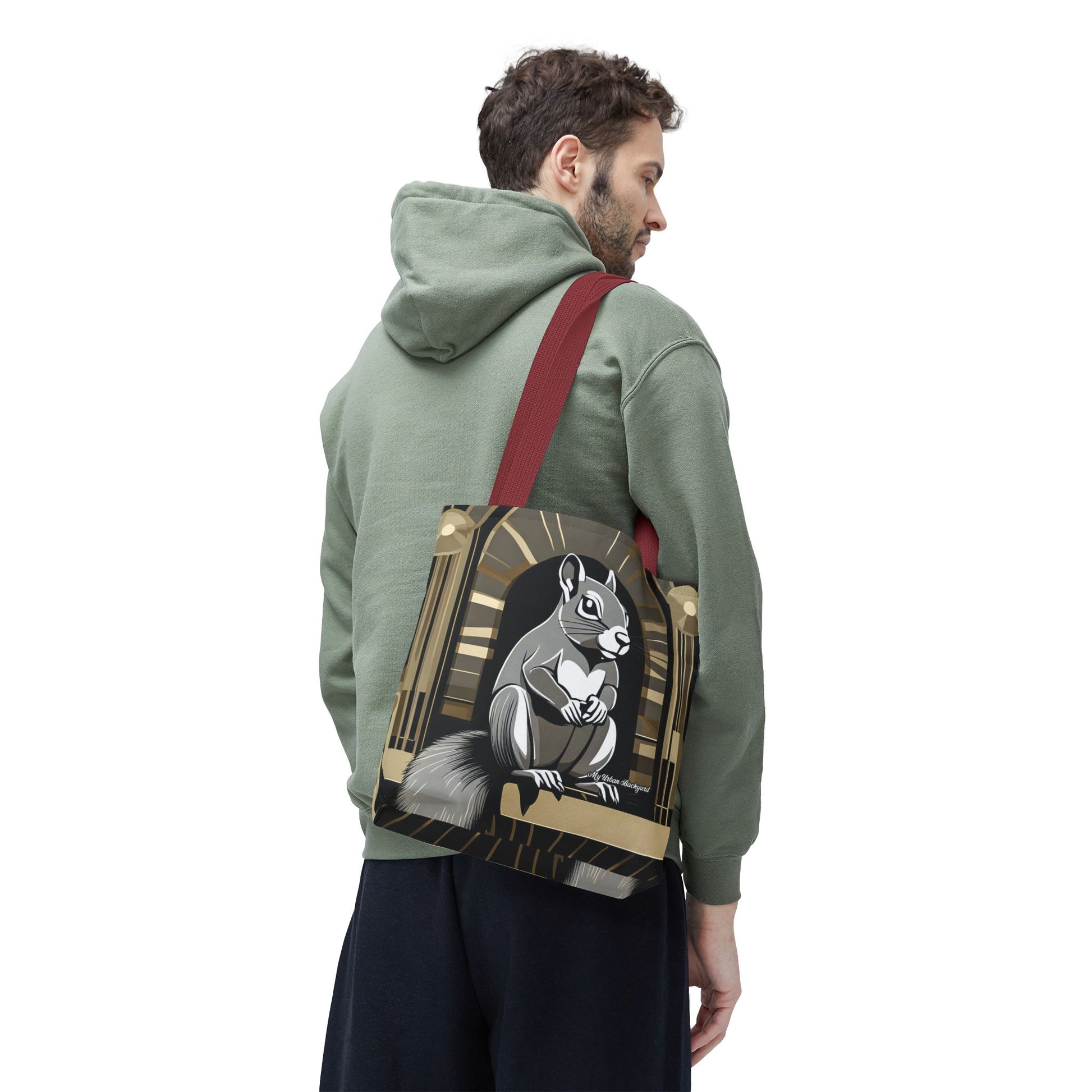 Art Deco Squirrel, Tote Bag with Cotton Handles For Everyday Use, 3 Sizes