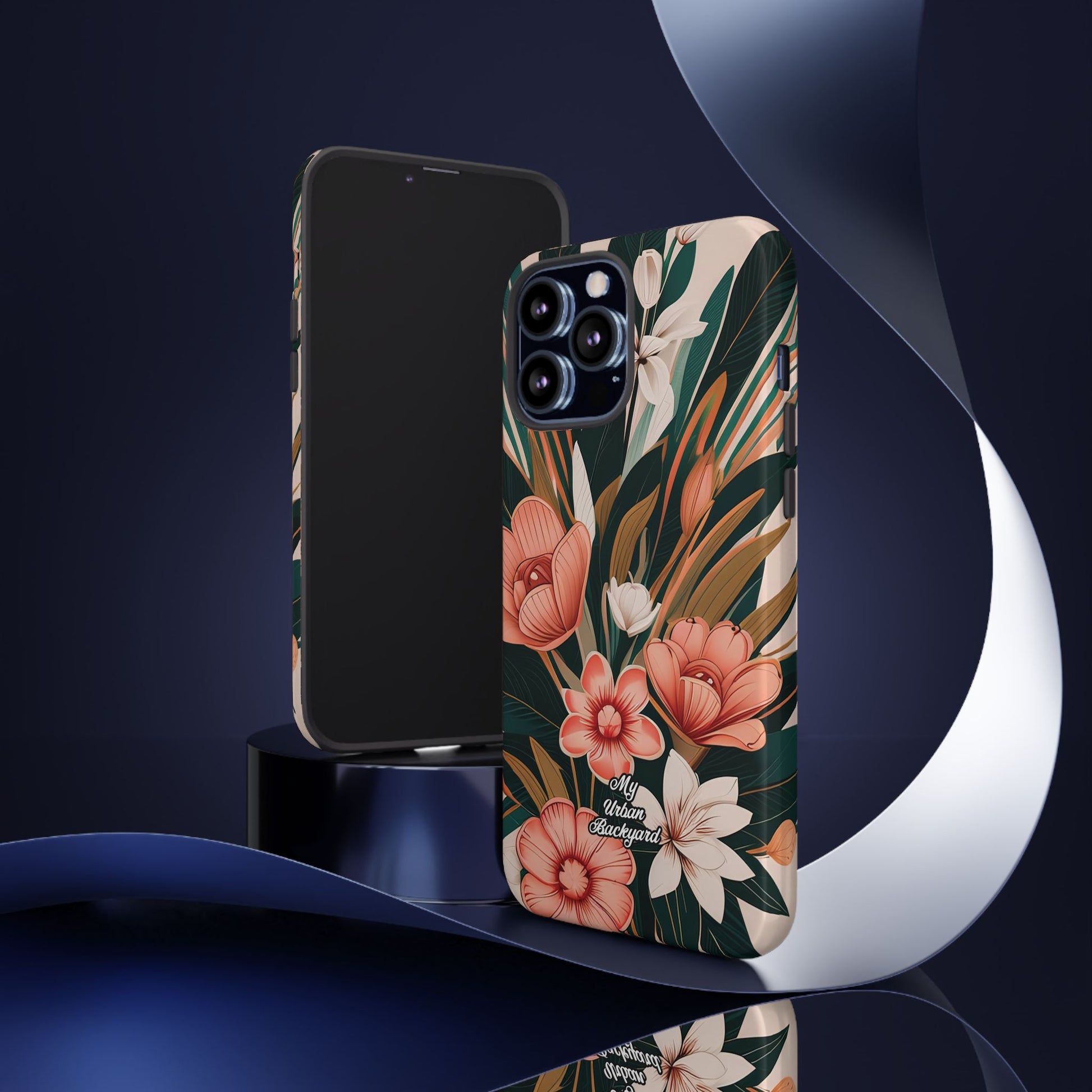 Peach Art Deco Flowers, Cell Phone Case - Apple, Samsung, Google Pixel