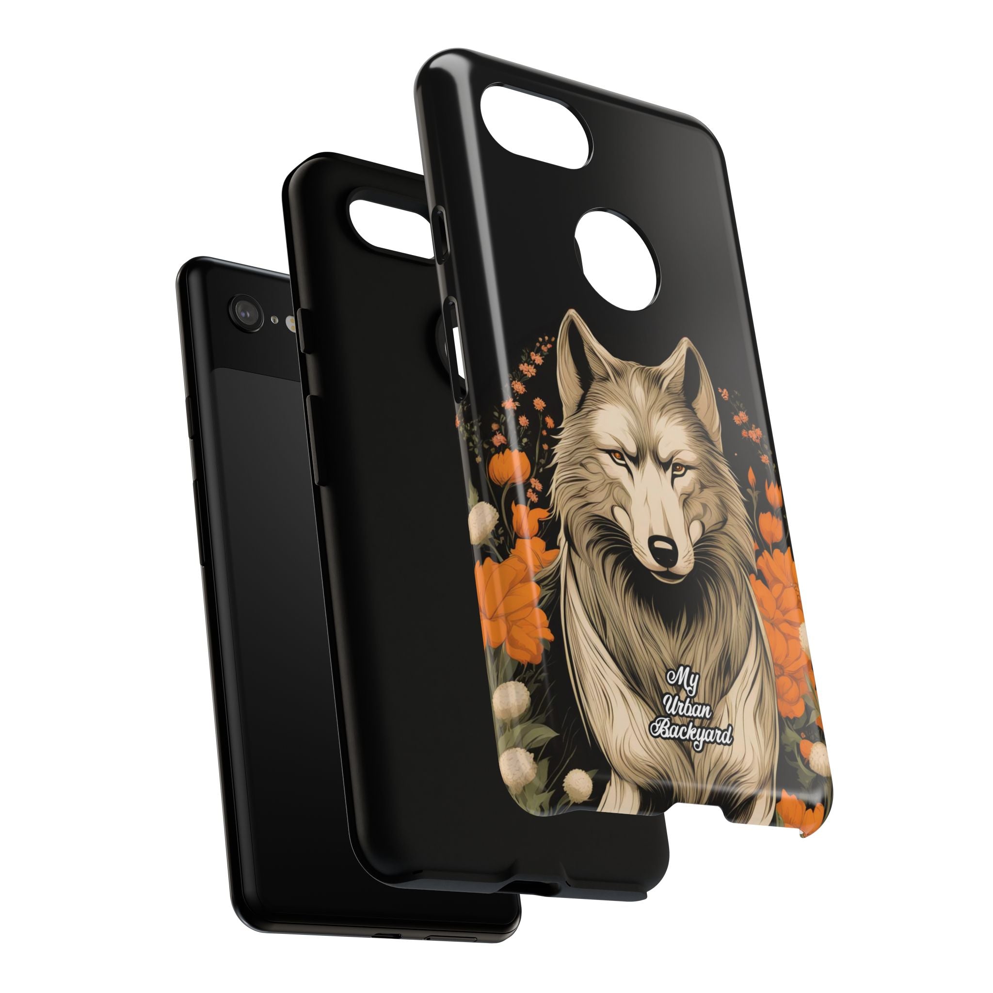Wolf with Flowers, Animal Cell Phone Case - Apple, Samsung, Google Pixel