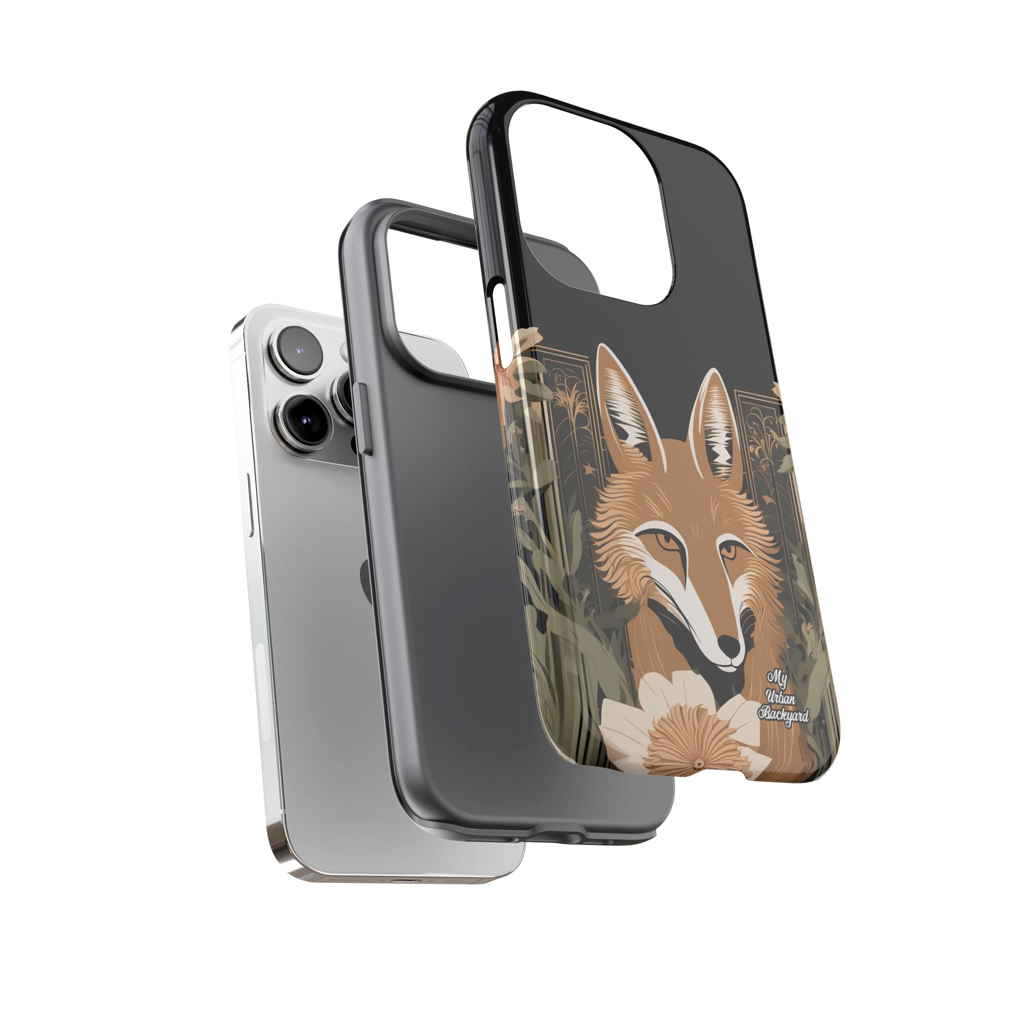 Art Deco Coyote with Flower, Cell Phone Case - Apple, Samsung, Google Pixel