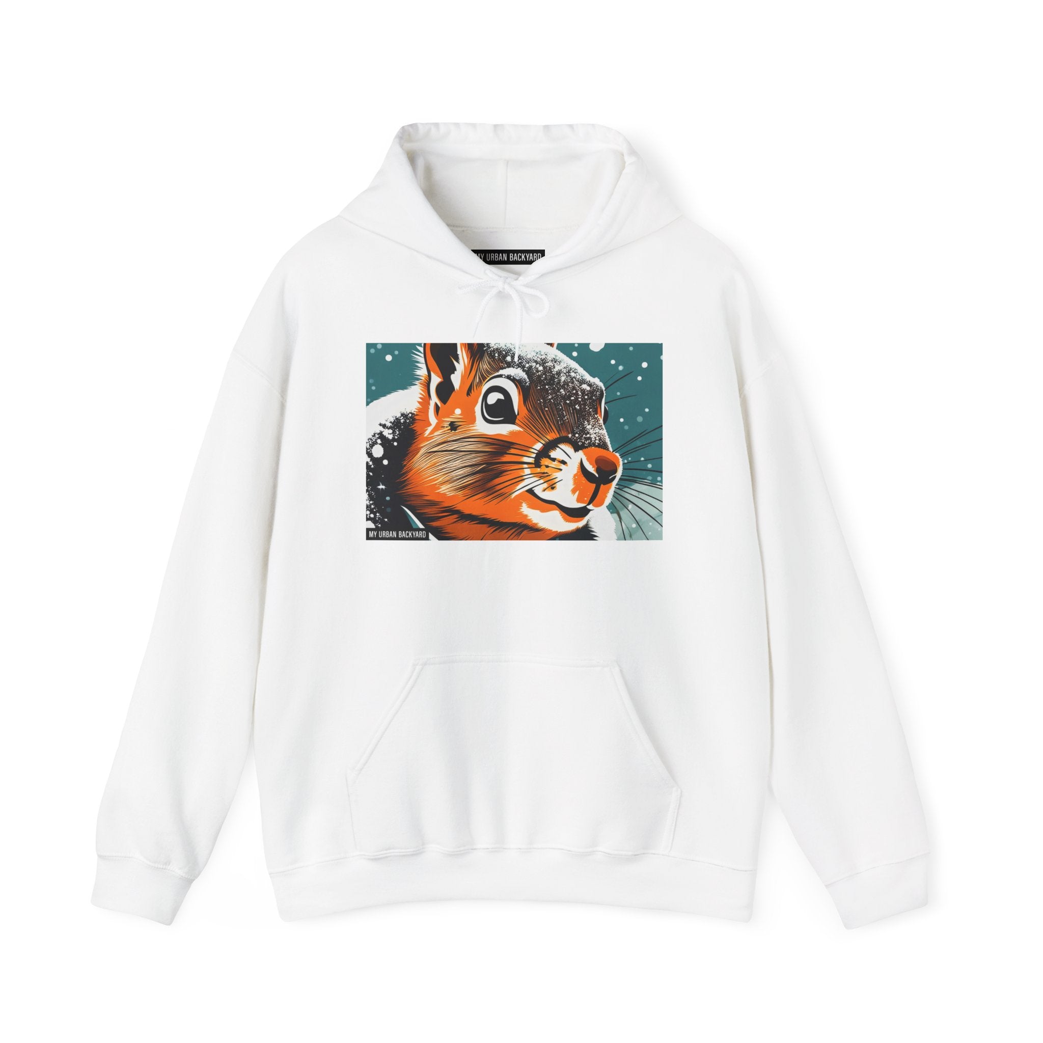 Winter Squirrel Sweatshirt - Unisex Heavy Blend Hooded, Cute Animal Apparel, Winter Fashion, Gift for Nature Lovers, Snowy Days, Cozy Wear