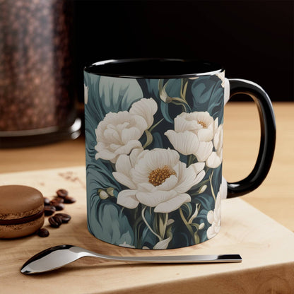 Ceramic Mug for Coffee, Tea, Hot Cocoa. Home/Office, Winter Flowers