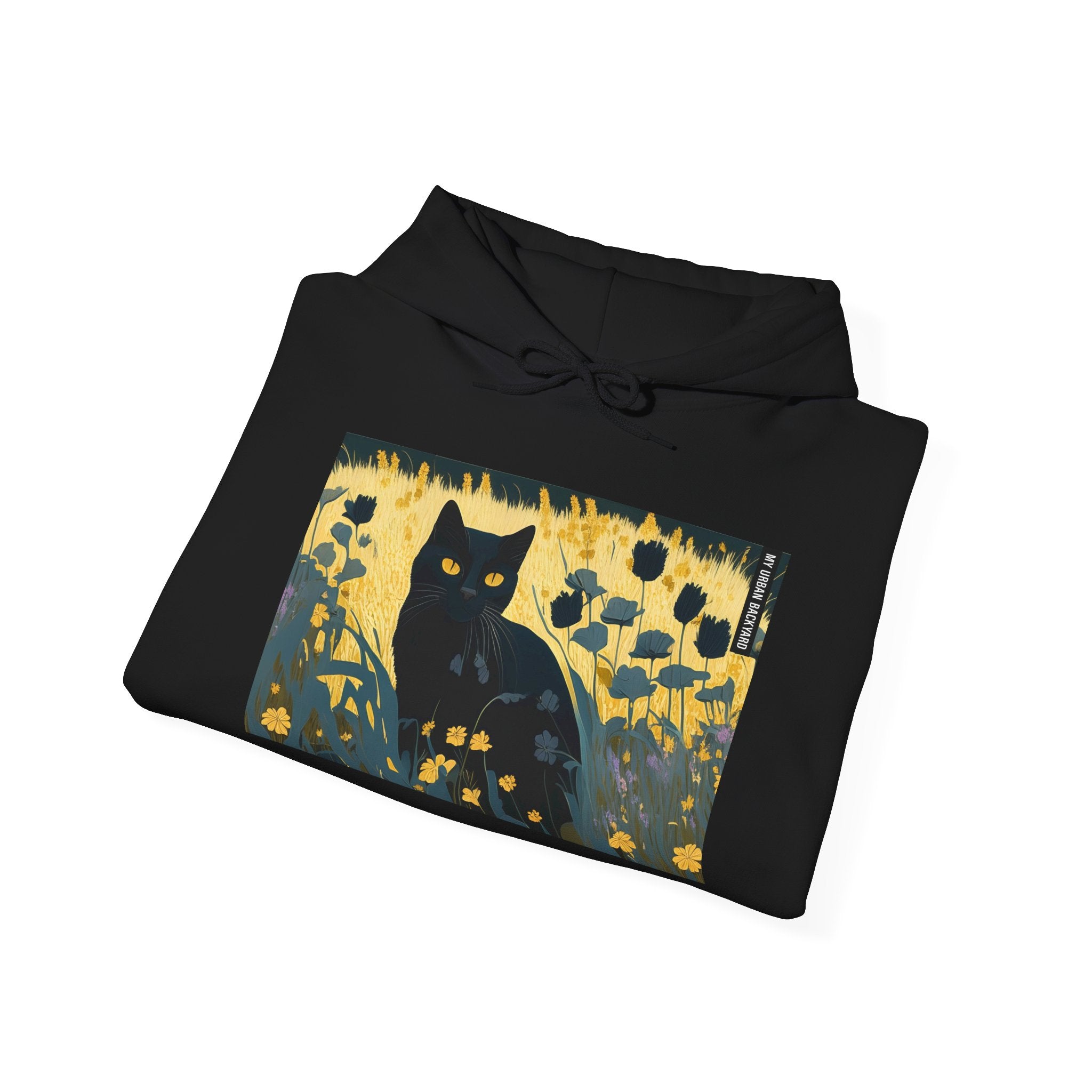 Bella Moonpaw, Black Cat Art Hoodie, Cozy Unisex Sweatshirt, Unique Gift for Cat Lovers, Casual Everyday Wear, Halloween Apparel, Artistic Hoodie