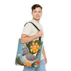 Pigeon and Yellow Flowers Tote Bag with Cotton Handles For Everyday Use, 3 Sizes