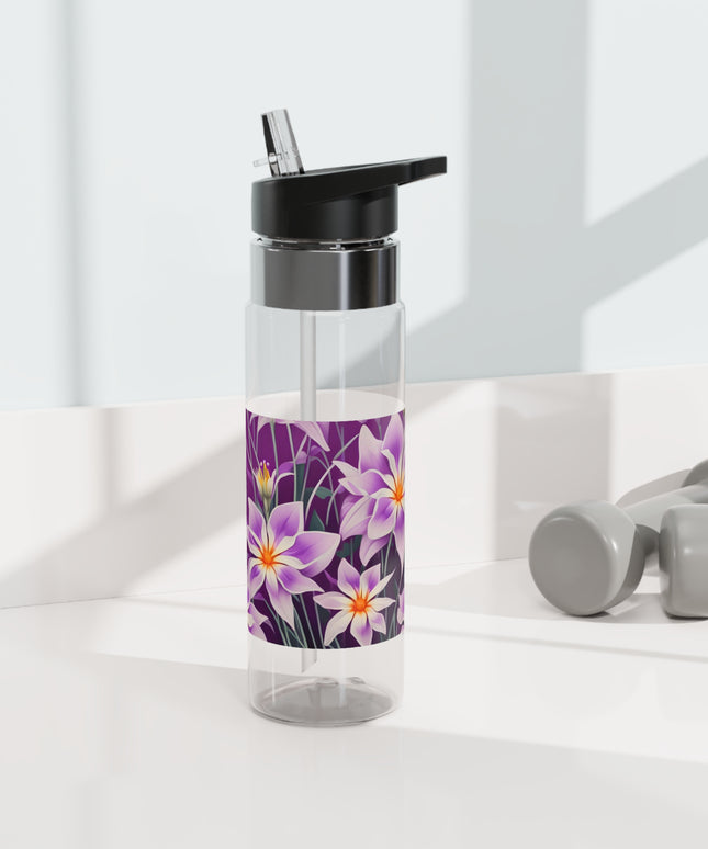 Purple Flowers, 20oz Sport Water Bottle, BPA-Free, Tritan™ plastic