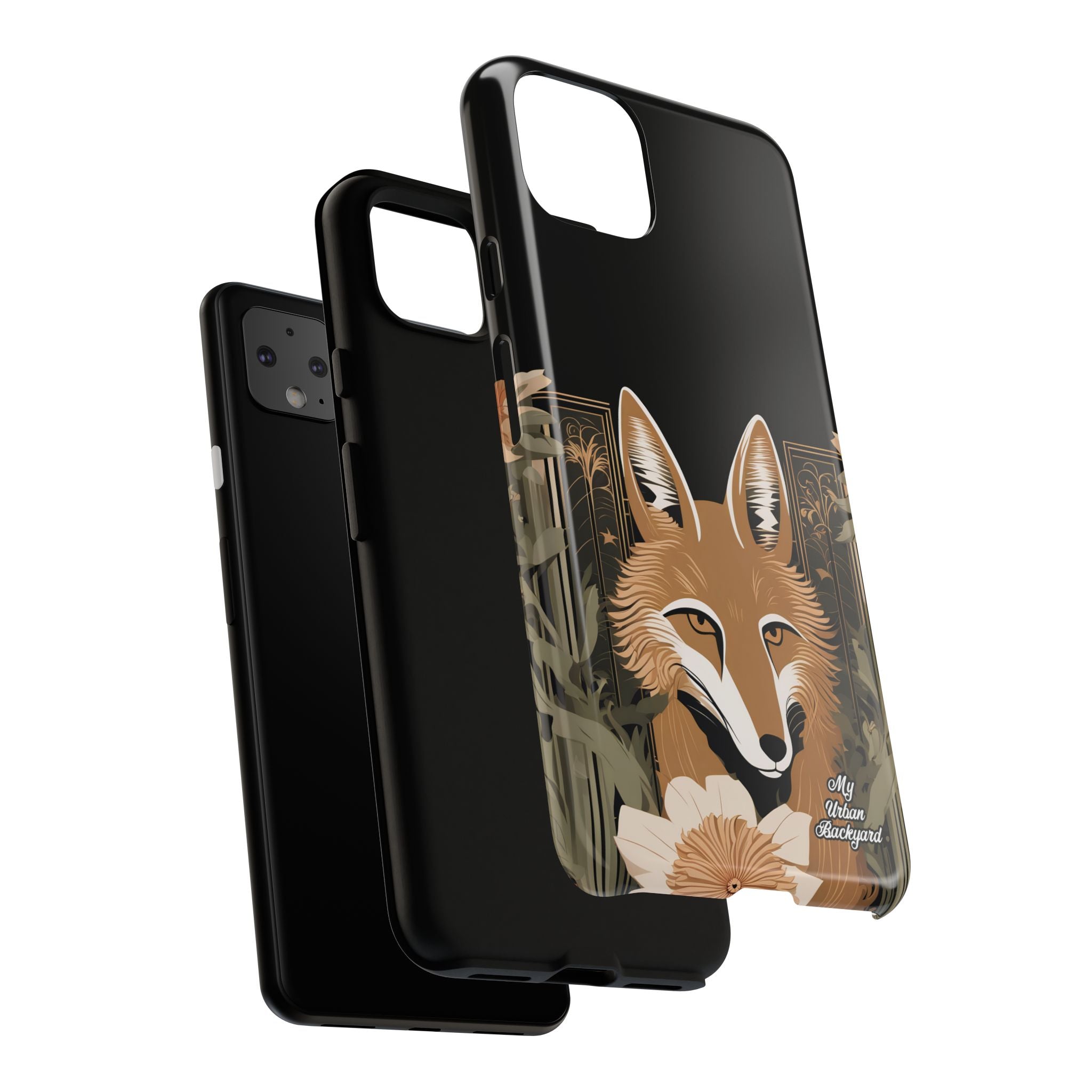 Art Deco Coyote with Flower, Cell Phone Case - Apple, Samsung, Google Pixel