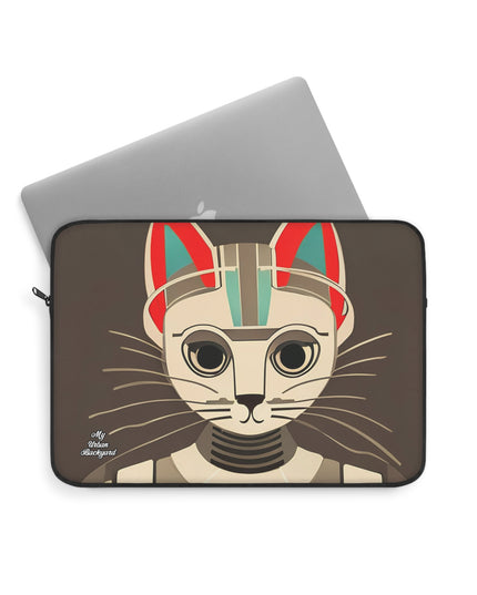 Art Deco Cat, Laptop Carrying Case, Top Loading Sleeve for School or Work