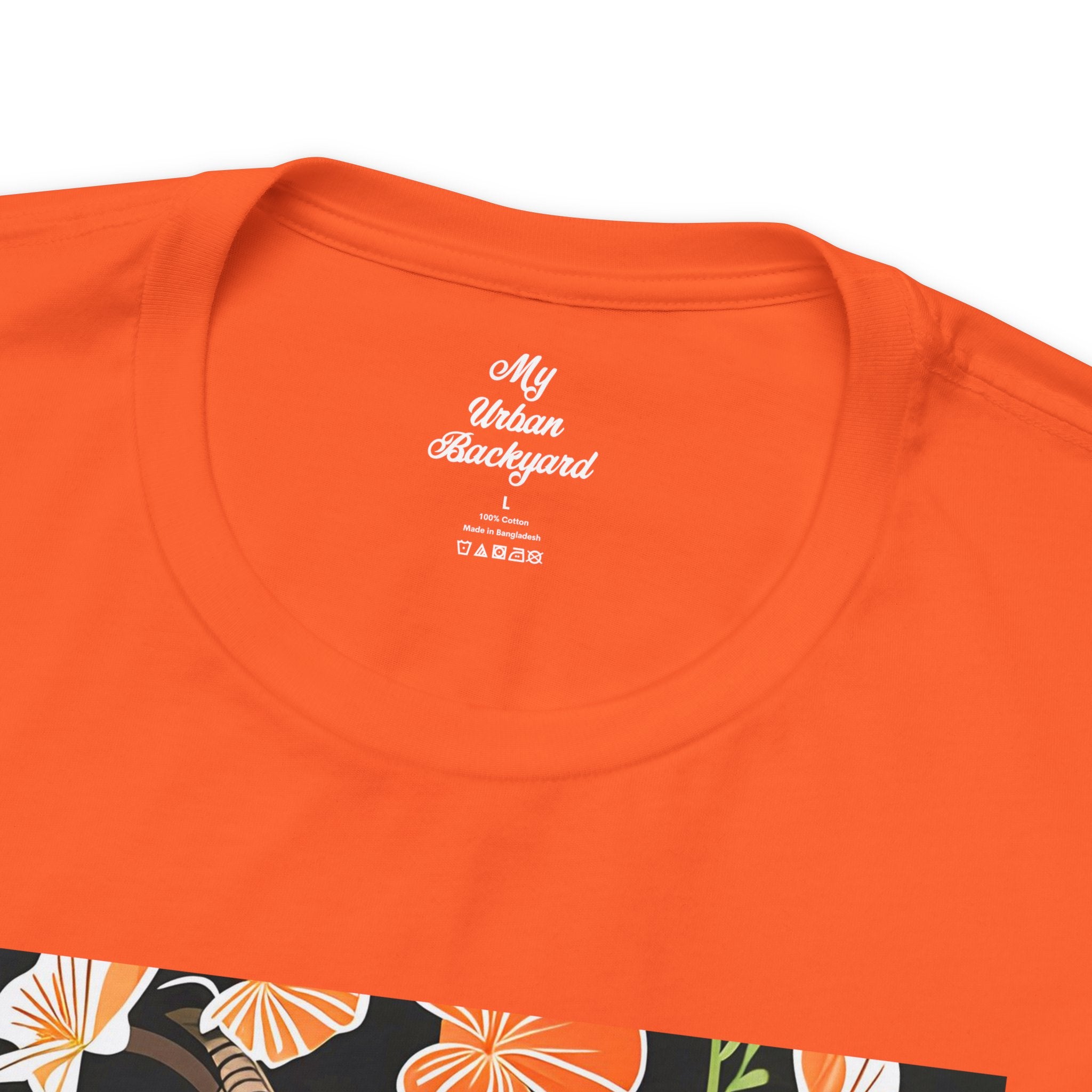 Goat with Orange Flowers, 100% Jersey Cotton T-Shirt