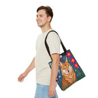 Coyote w Red Flowers Tote Bag with Cotton Handles For Everyday Use, 3 Sizes
