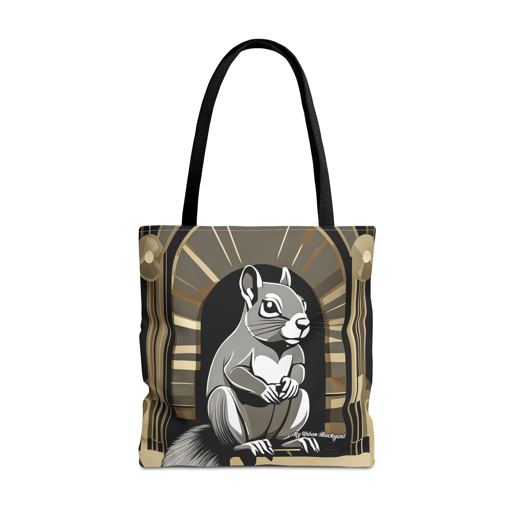 Art Deco Squirrel, Tote Bag with Cotton Handles For Everyday Use, 3 Sizes