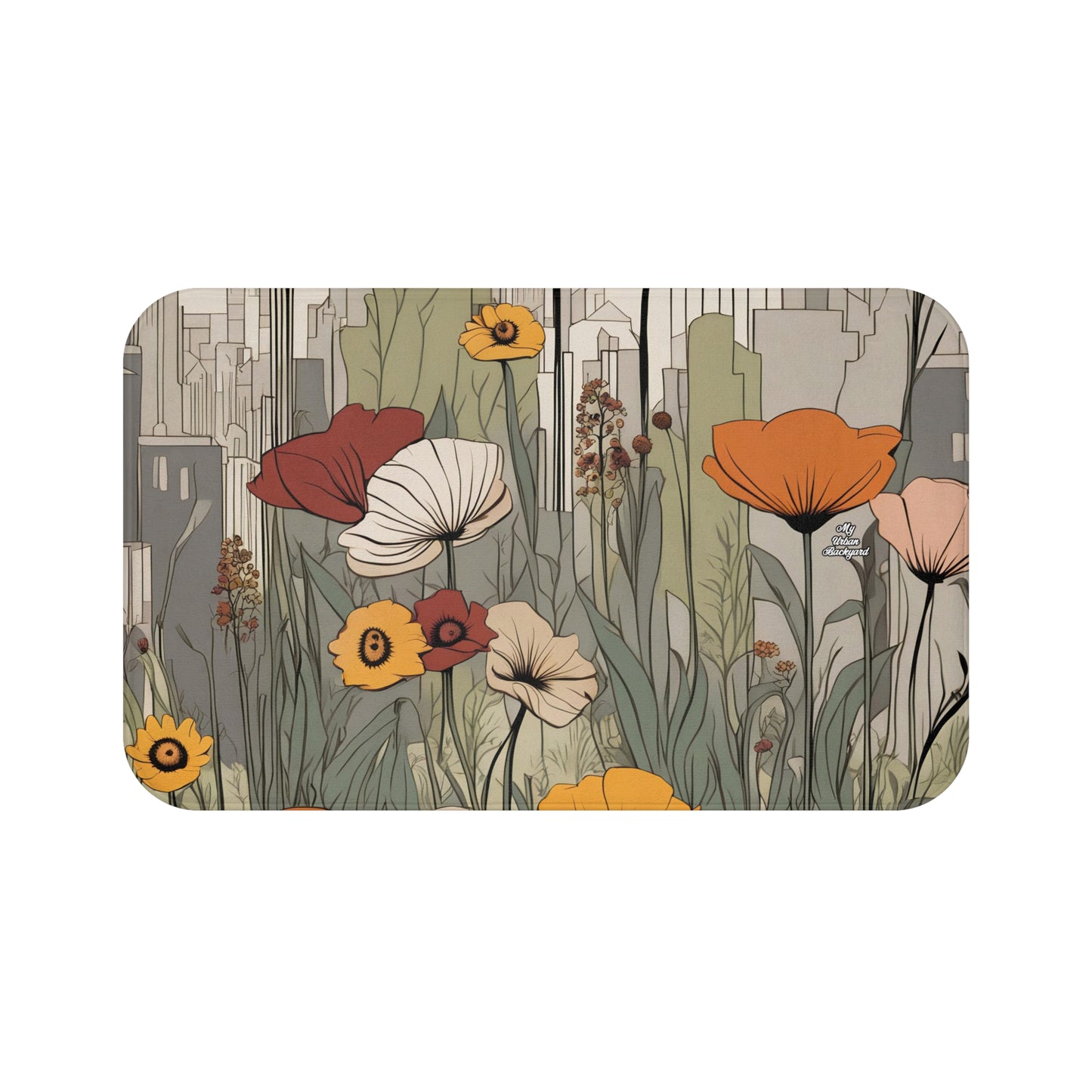 Urban Flowers, Memory Foam Bath Mat - Cozy Bathroom Essential