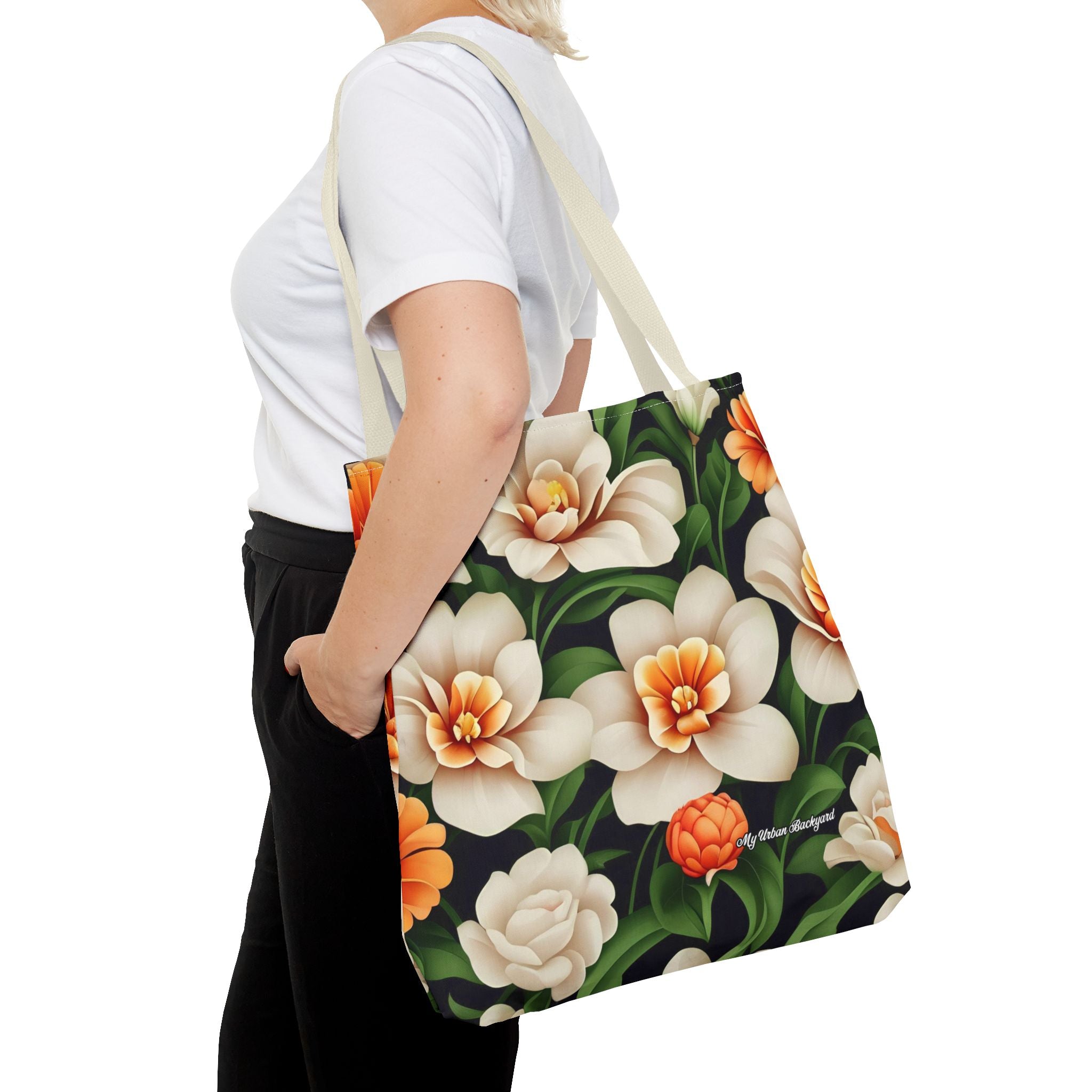 Pretty Flowers Tote Bag with Cotton Handles For Everyday Use, 3 Sizes
