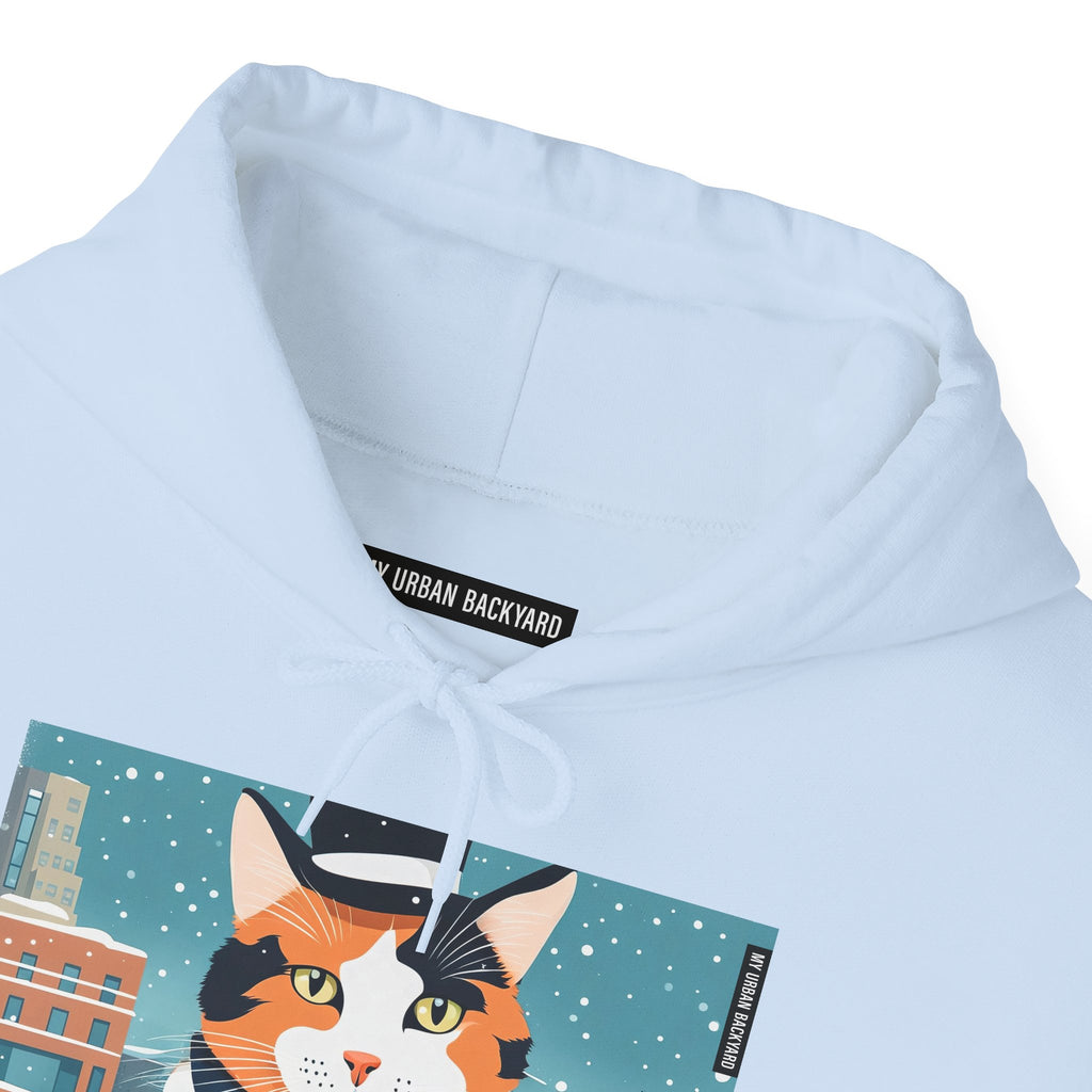 Calico Cat in Snow Hoodie — Cozy Winter Cat Lover Sweatshirt