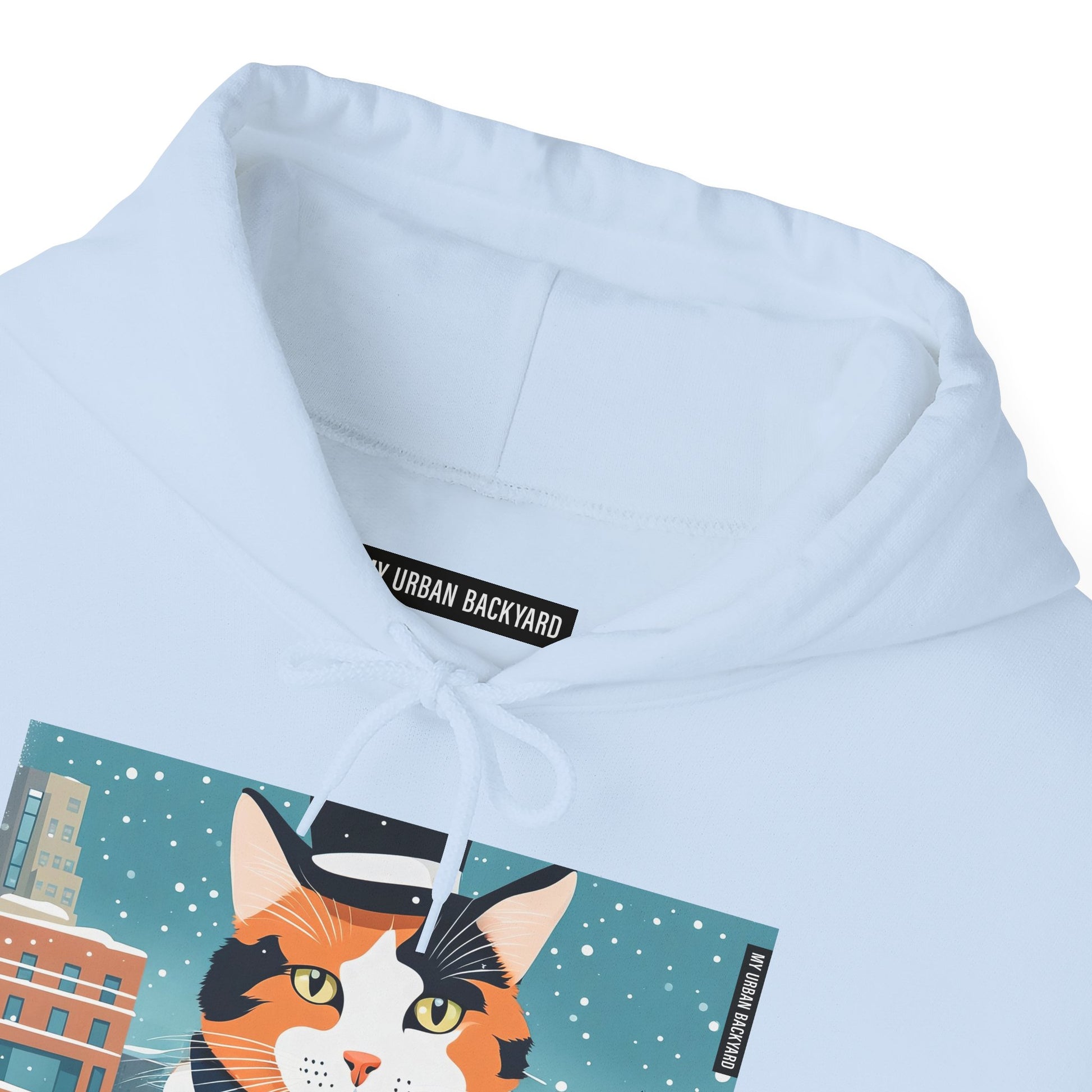 Calico Cat in Snow Hoodie — Cozy Winter Cat Lover Sweatshirt