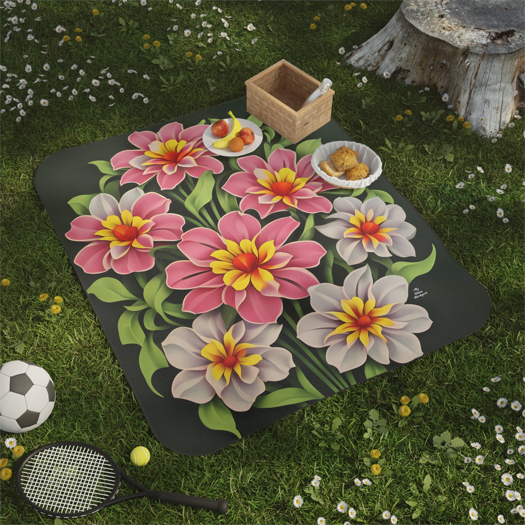 Bouquet of Flowers, Cozy Outdoor Picnic Blanket, Water-Resistant Bottom, 51" × 61"