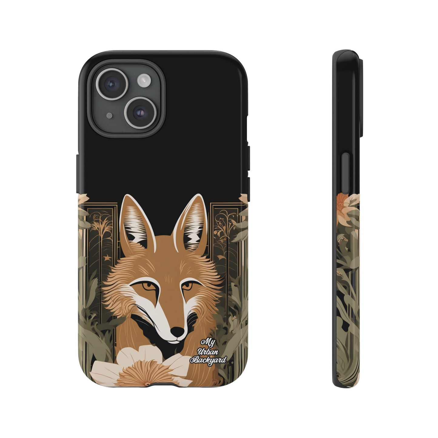 Art Deco Coyote with Flower, Cell Phone Case - Apple, Samsung or Google Pixel