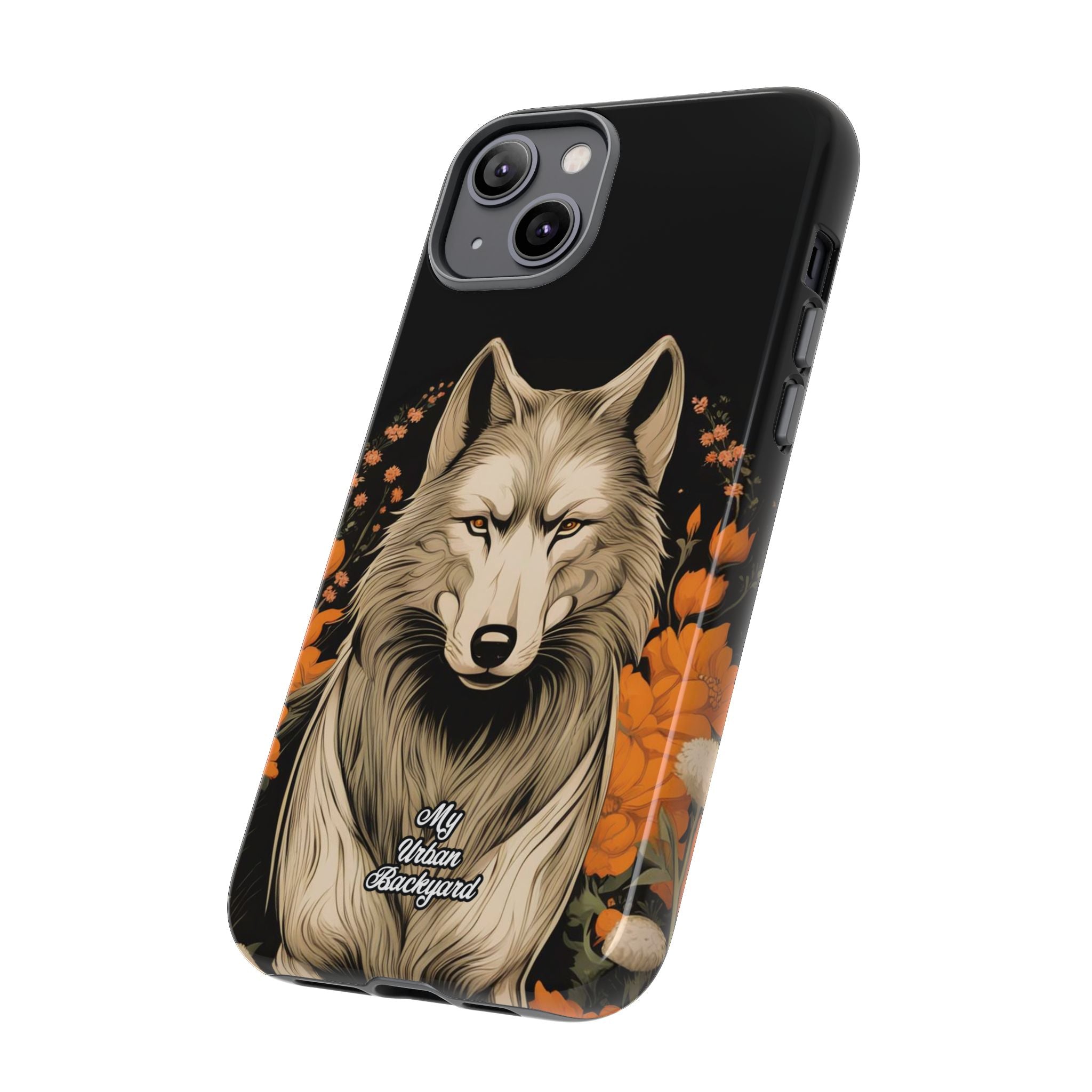 Wolf with Flowers, Animal Cell Phone Case - Apple, Samsung, Google Pixel