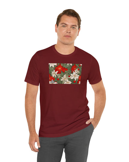 Holiday Flowers, Soft 100% Jersey Cotton T-Shirt, Unisex, Short Sleeve, Retail Fit