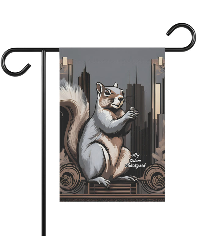 Urban Gray Squirrel, Garden Flag for Yard, Patio, Porch, or Work, 12"x18" - Flag only