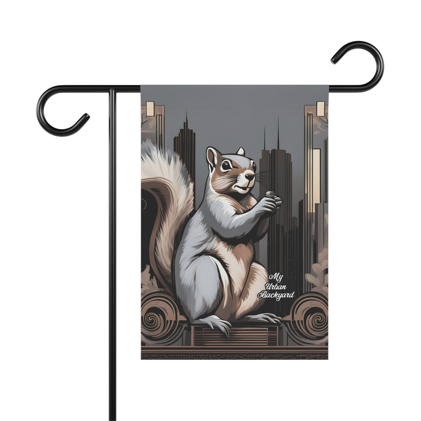 Urban Gray Squirrel, Garden Flag for Yard, Patio, Porch, or Work, 12"x18" - Flag only