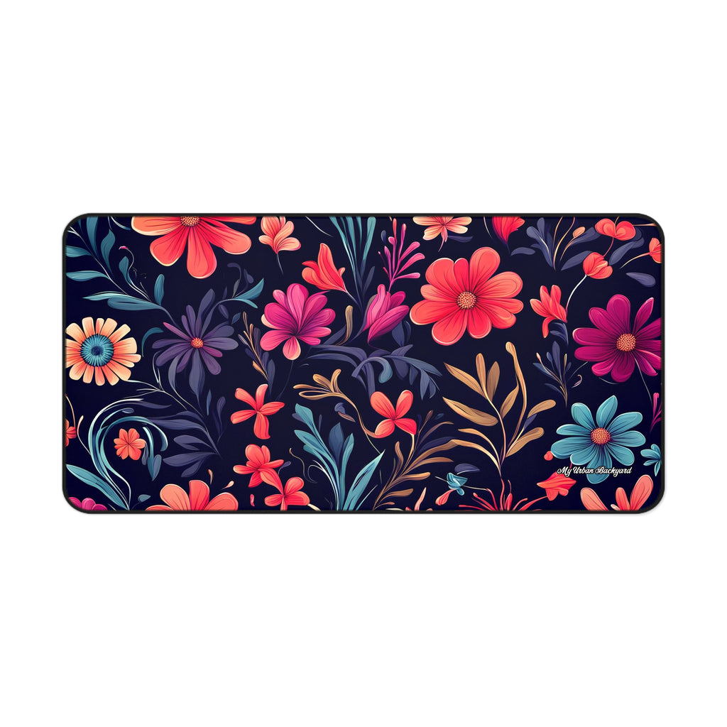 Night Blooming Wildflowers Desk Mat - Vibrant Desk Accessories, Office Decor, Gift for Her, Home Office Mat, 3 Sizes