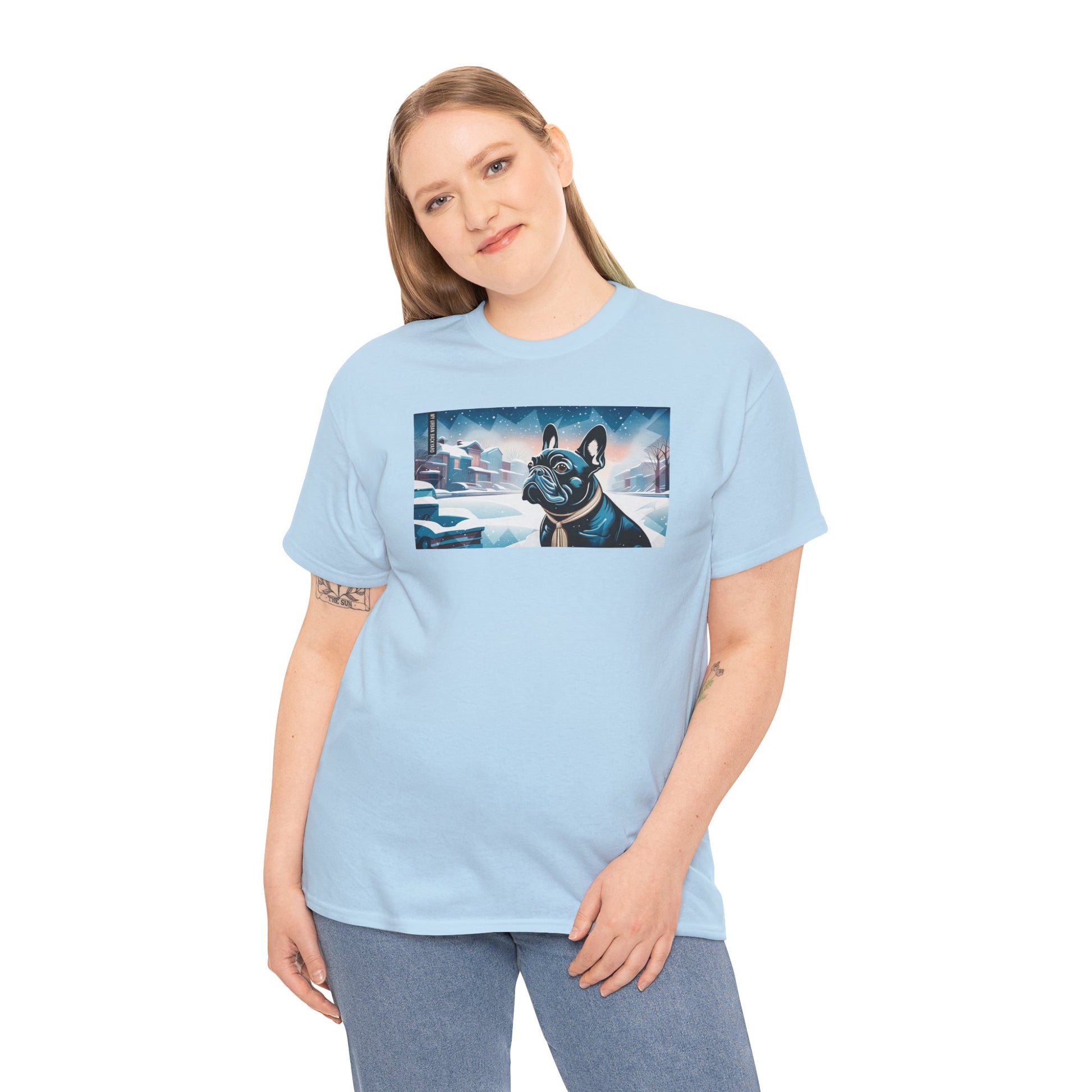 French Bulldog, Winter Graphic Tee, Unisex T-Shirt, Nature Lover Gift, Animal Art Top, Casual Wear