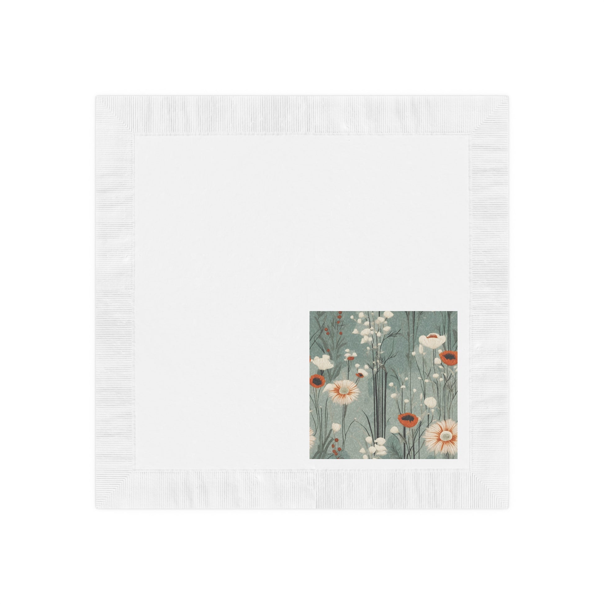 Winter Wildflowers Cocktail Napkins - Vintage Flower Party Napkins, 2 sizes, Pack of 50 or 100