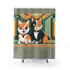 Sage Shower Curtain with Two Kitties - 71" x 74"