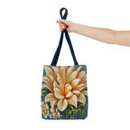 Large White Flower Tote Bag with Cotton Handles For Everyday Use, 3 Sizes