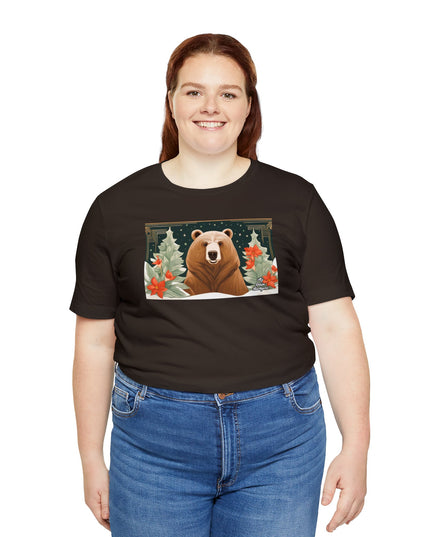 Art Deco Holiday Bear, Soft 100% Jersey Cotton T-Shirt, Unisex, Short Sleeve, Retail Fit