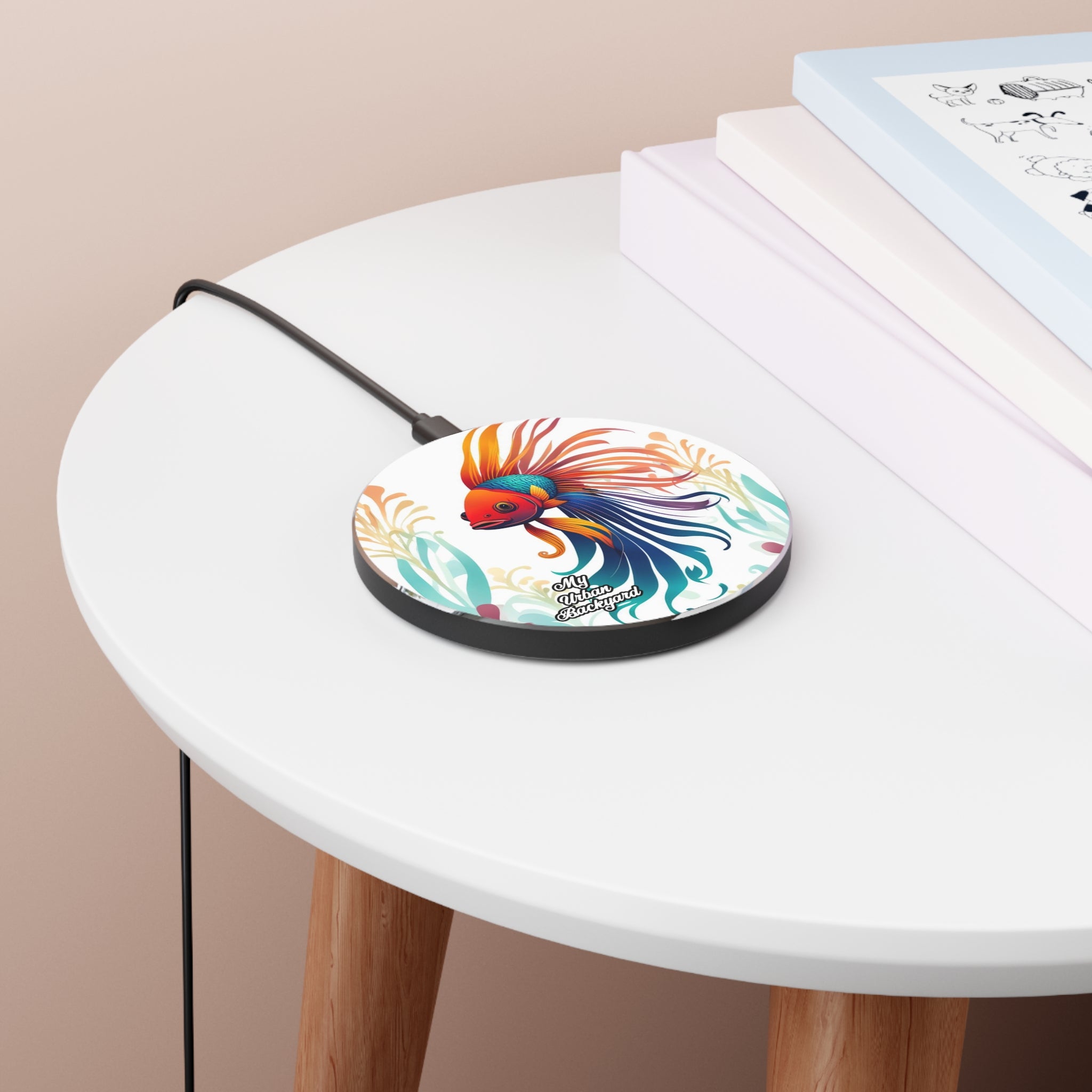 Colorful Betta Fish, 10W Wireless Charger for iPhone, Android, Earbuds