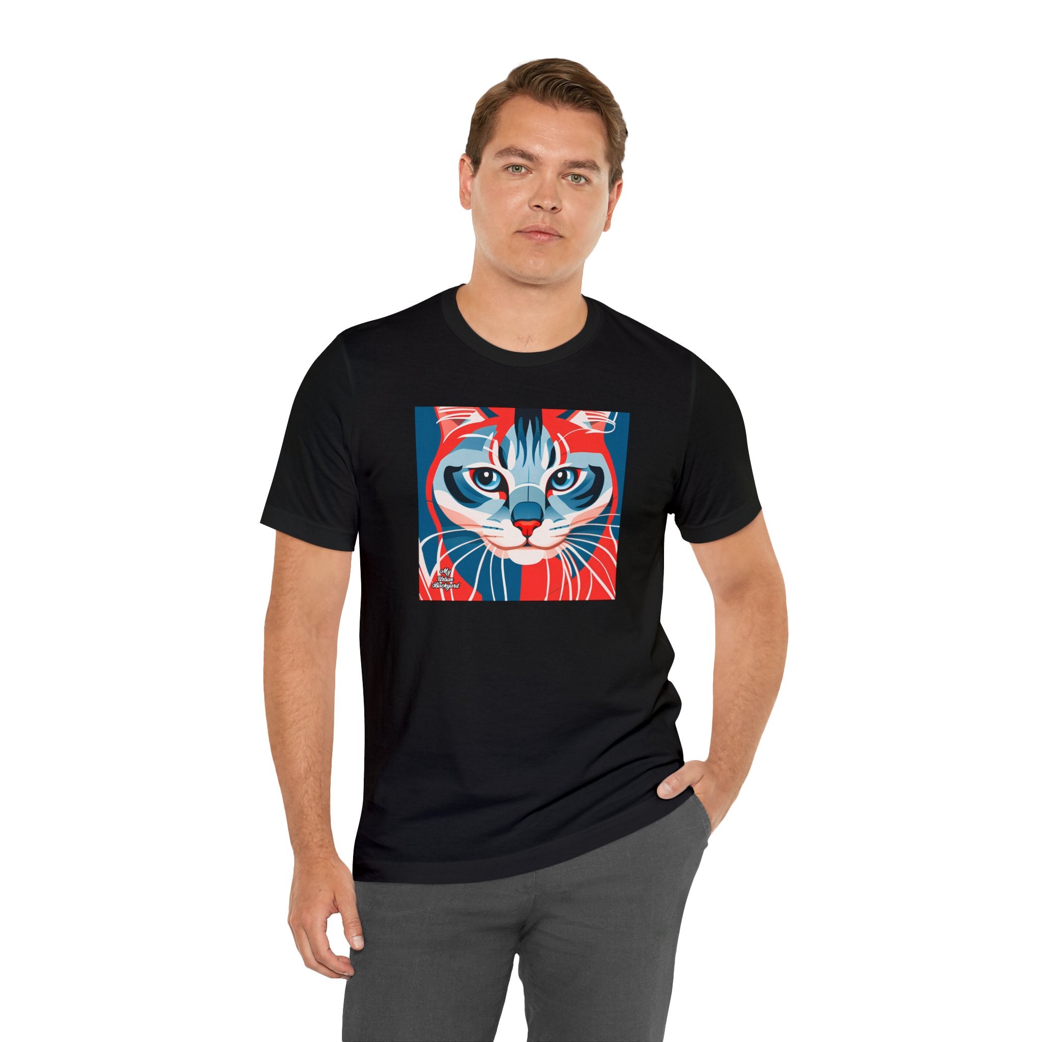 Red White and Blue Cat, Soft 100% Jersey Cotton T-Shirt, Unisex, Short Sleeve, Retail Fit
