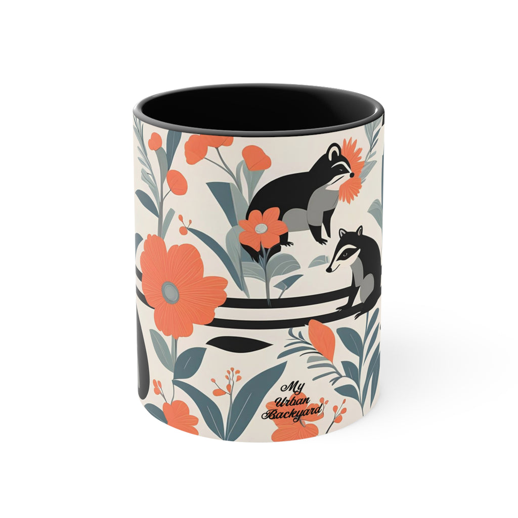 Raccoon Mural with Pastel Flowers, Ceramic Mug - Perfect for Coffee, Tea, and More!