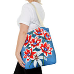 Bouquet of Red White and Blue Flowers Tote Bag with Cotton Handles For Everyday Use, 3 Sizes