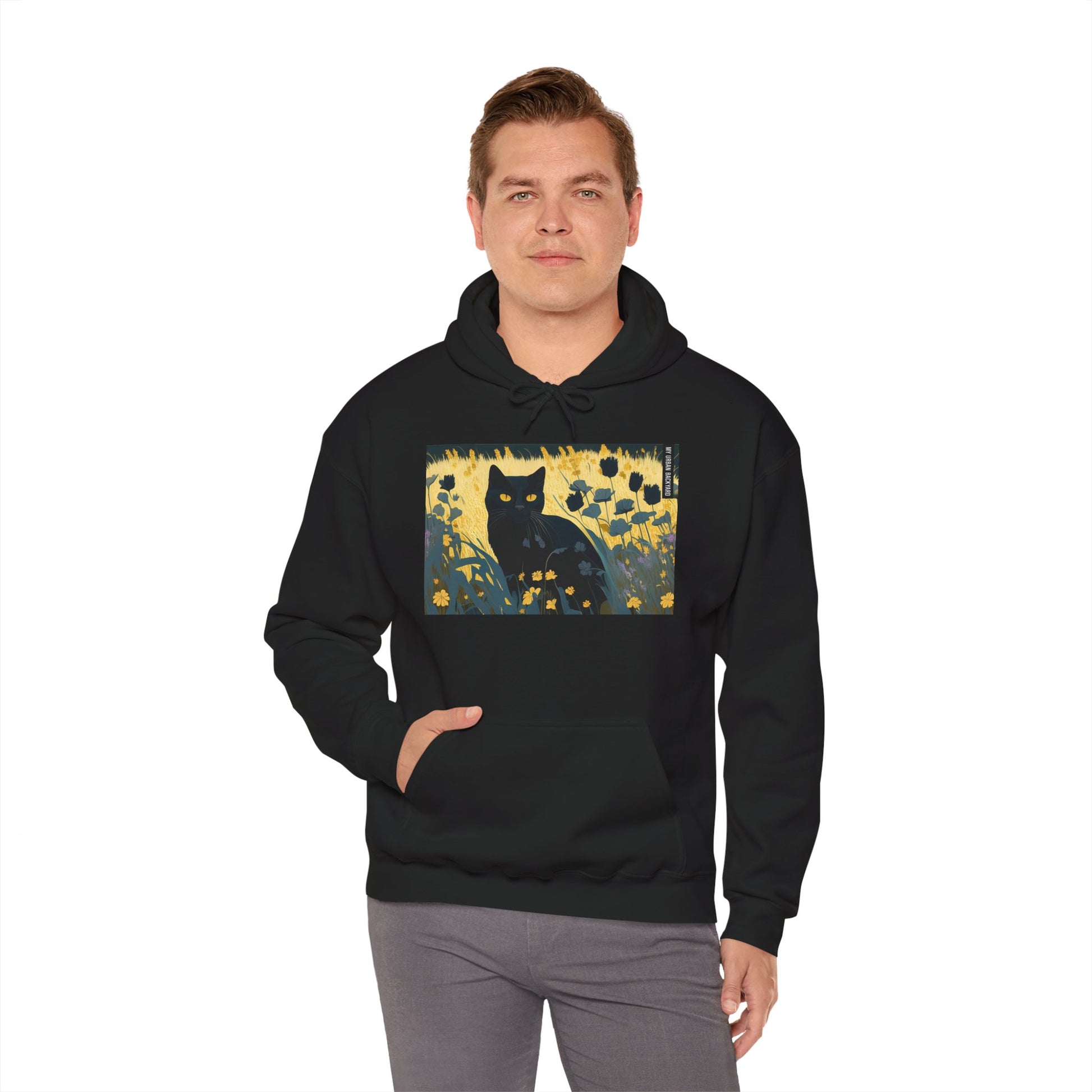 Bella Moonpaw, Black Cat Art Hoodie, Cozy Unisex Sweatshirt, Unique Gift for Cat Lovers, Casual Everyday Wear, Halloween Apparel, Artistic Hoodie