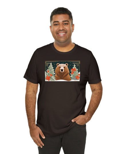 Art Deco Holiday Bear, Soft 100% Jersey Cotton T-Shirt, Unisex, Short Sleeve, Retail Fit
