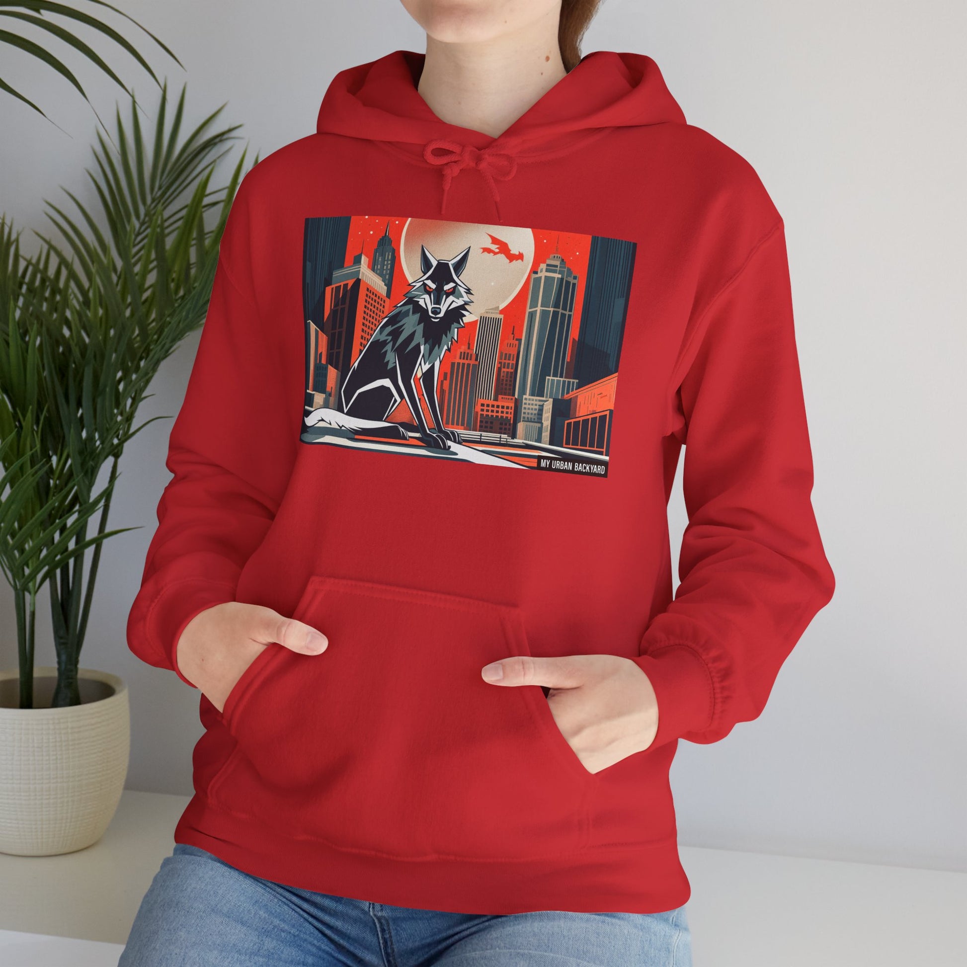 Urban Wolf Hoodie, Cozy Unisex Sweatshirt, Outdoor Adventure, Animal Lover Gift, Fall Style, Adventure Ready