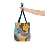 Pigeon and Yellow Flowers Tote Bag with Cotton Handles For Everyday Use, 3 Sizes