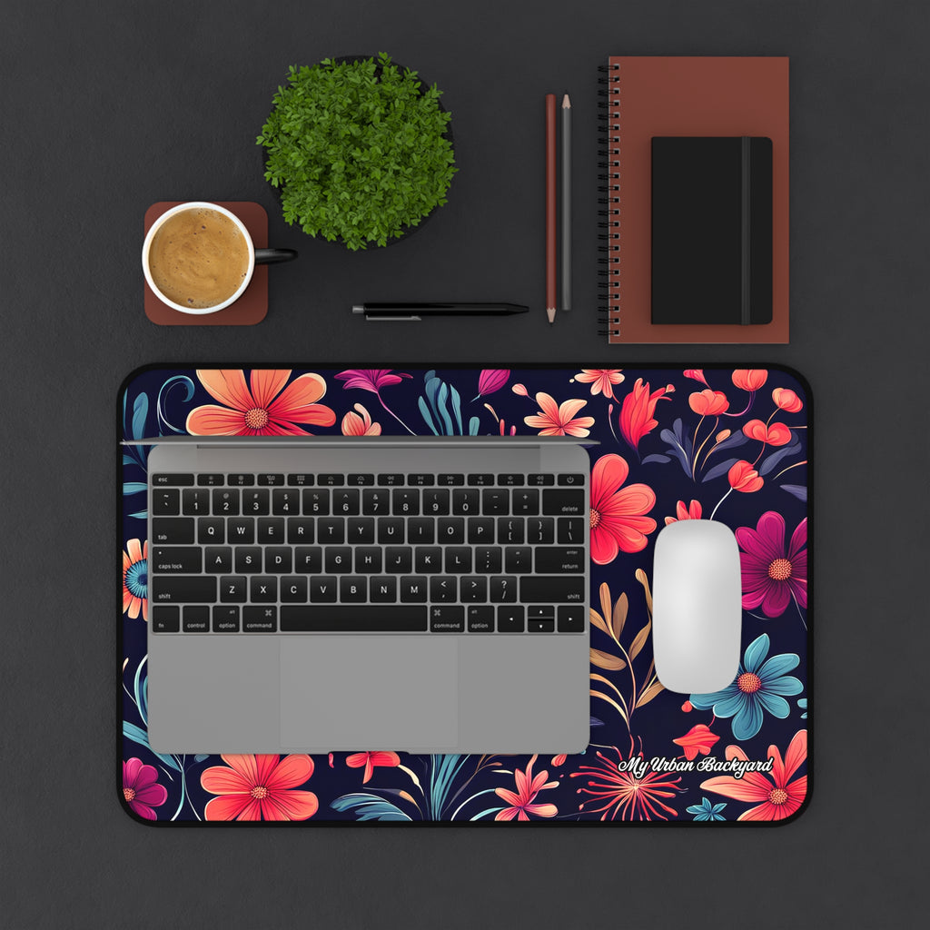 Night Blooming Wildflowers Desk Mat - Vibrant Desk Accessories, Office Decor, Gift for Her, Home Office Mat, 3 Sizes