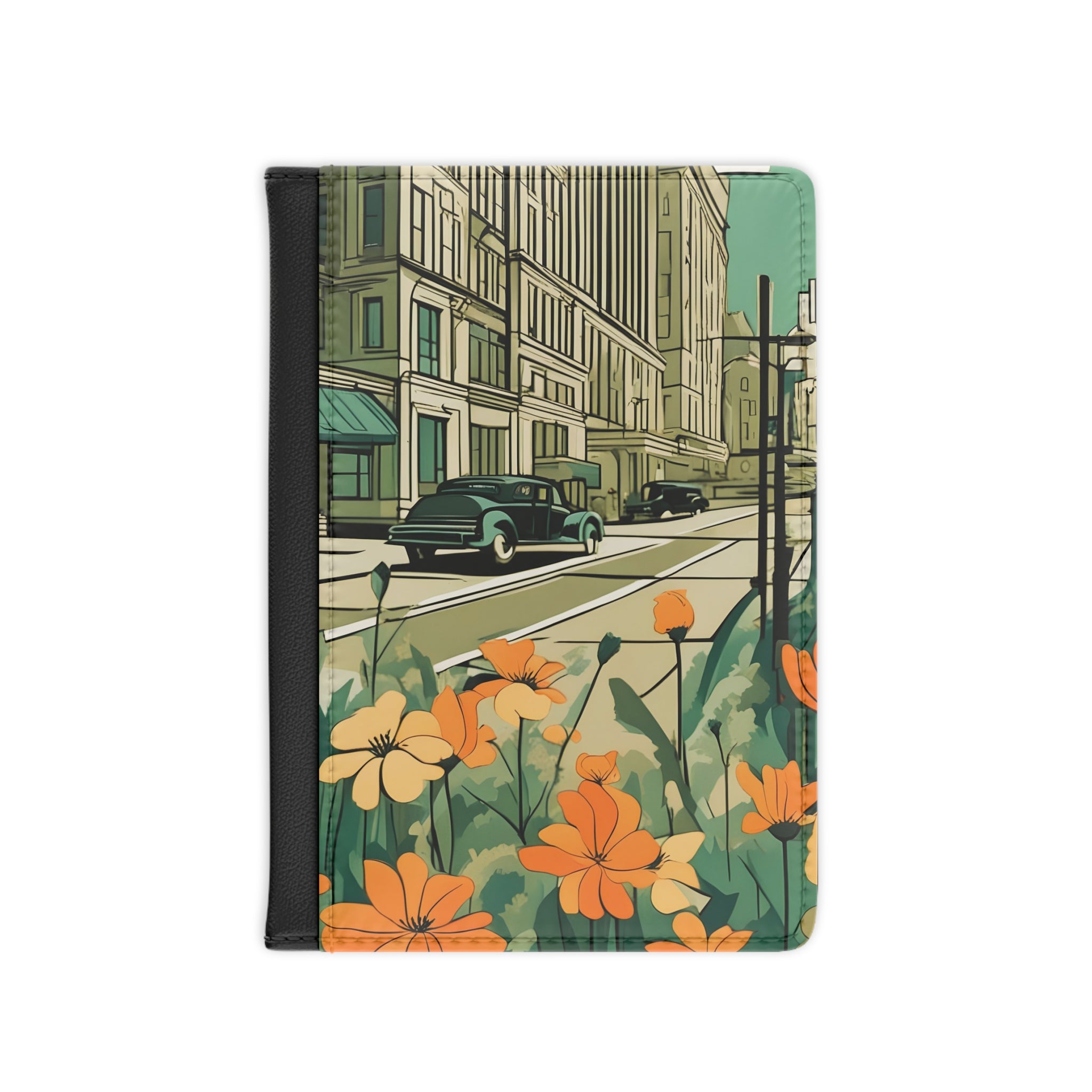 Vintage Cityscape Passport Cover