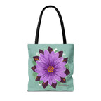 Purple Flower Tote Bag with Cotton Handles For Everyday Use, 3 Sizes