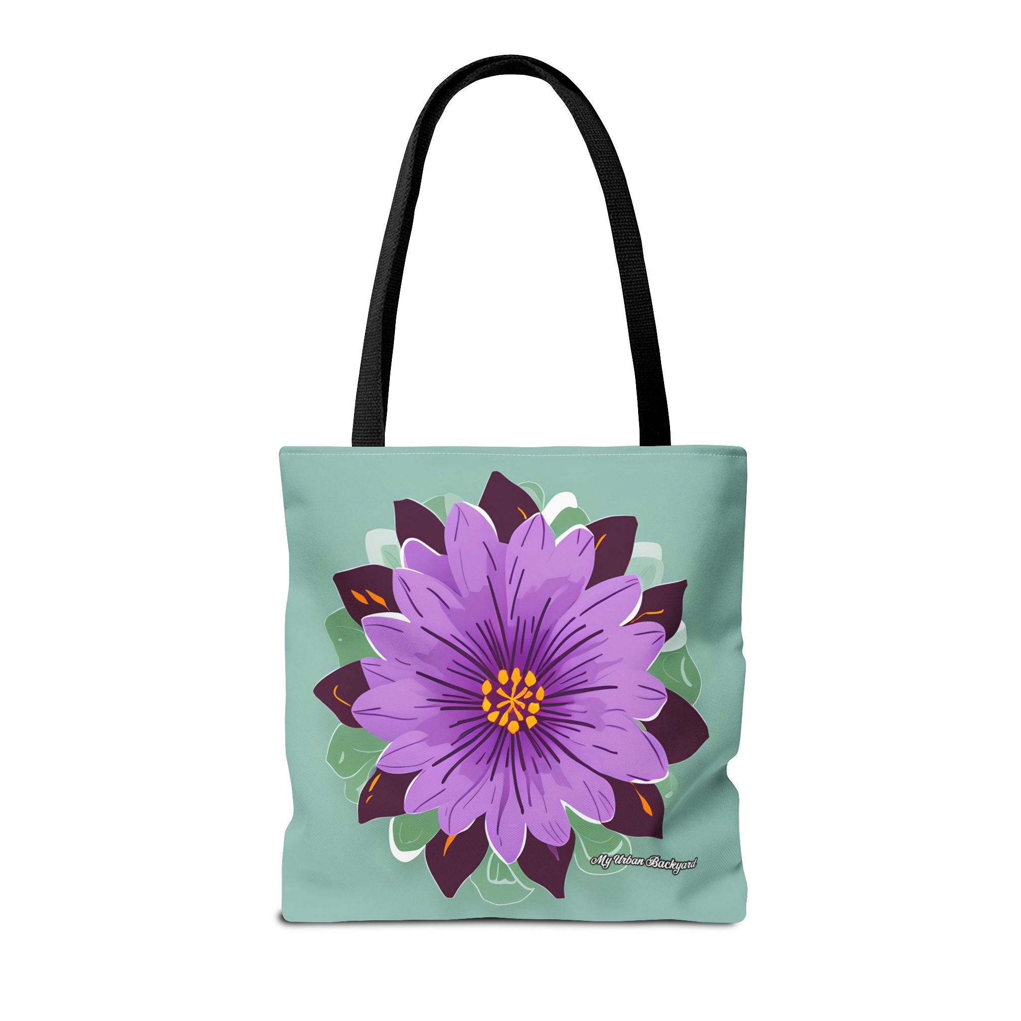 Purple Flower Tote Bag with Cotton Handles For Everyday Use, 3 Sizes