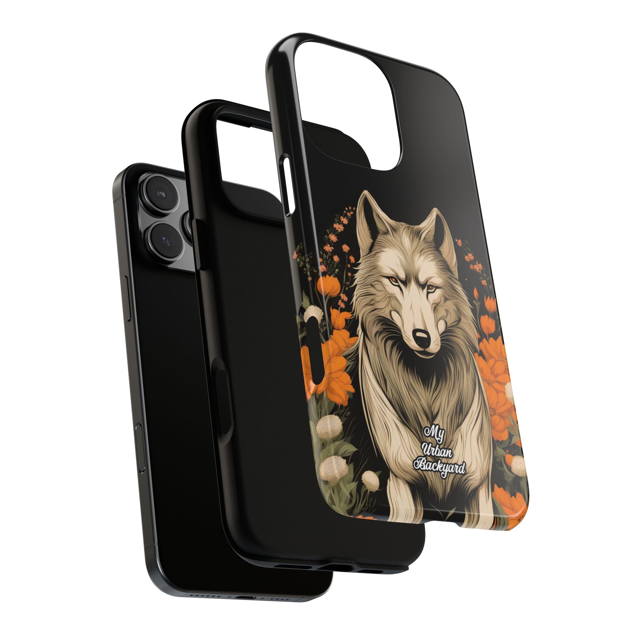 Wolf with Flowers, Animal Cell Phone Case - Apple, Samsung, Google Pixel