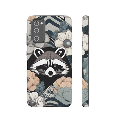 Art Deco Raccoon with Flowers, Cell Phone Case - Apple, Samsung, or Google Pixel