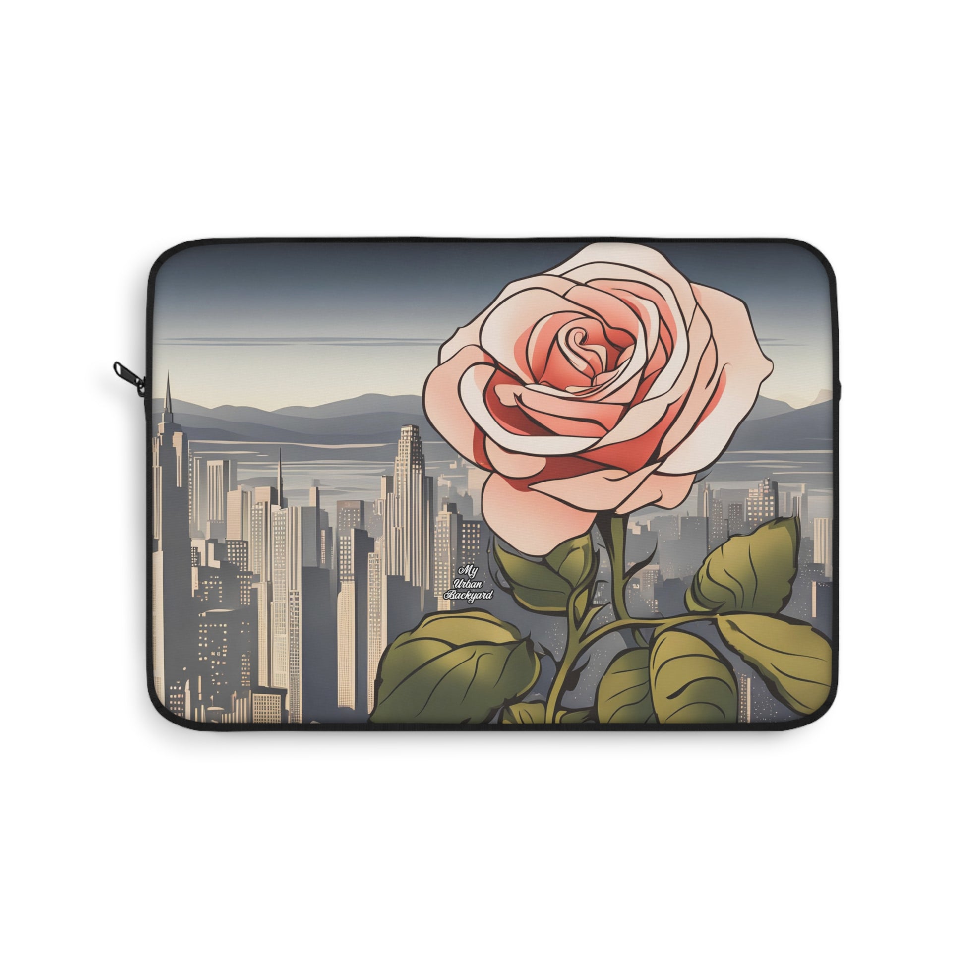 City Rose, Soft Laptop Sleeve, Floral Tech Case, Gift for Students, Home Office Decor, Valentine's Day, 3 Sizes