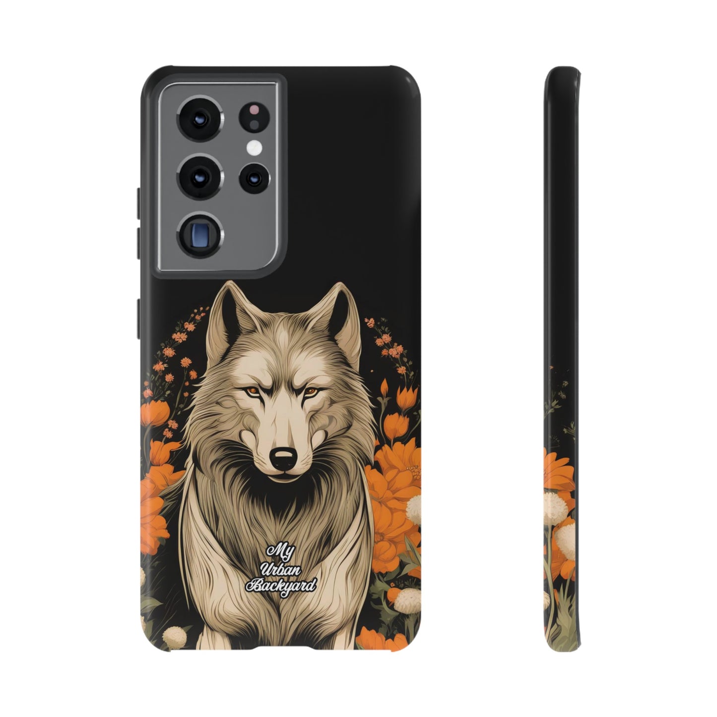 Wolf with Flowers, Cell Phone Case - Apple, Samsung or Google Pixel