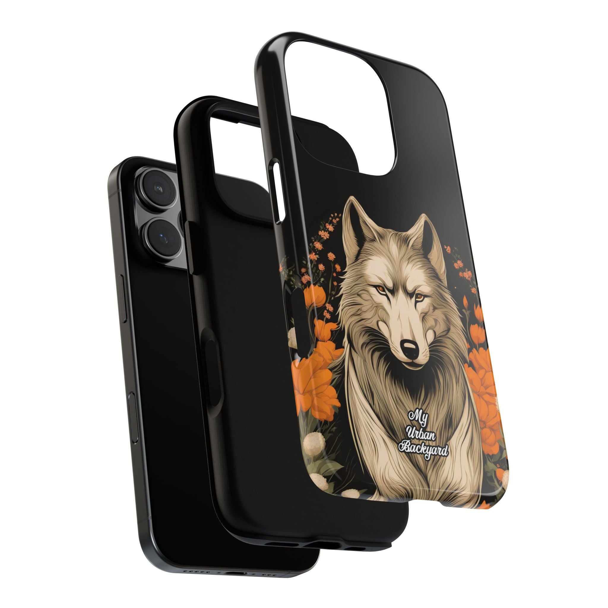Wolf with Flowers, Animal Cell Phone Case - Apple, Samsung, Google Pixel