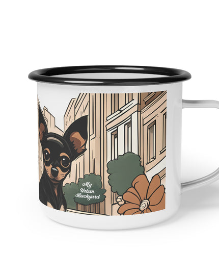 Ricky Barkley, Dog Enamel Camping Mug for Coffee, Tea, Cocoa, or Cereal - 12oz